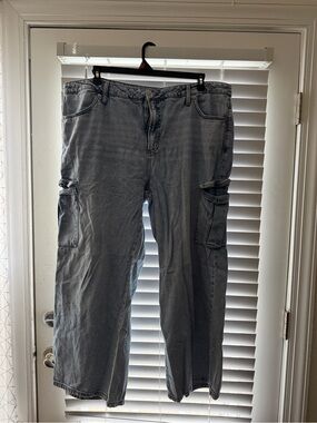 Terra & Sky Light Wash Blue Wide Leg Cargo Jeans